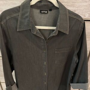 Apt. 9 Extra Long Charcoal Button Down Shirt